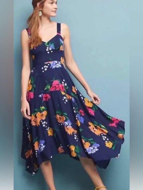 Maeve Dresses & Skirts - Anthropologie Maeve Vivienne Floral Maxi Handkerchief Hem Dress - 0